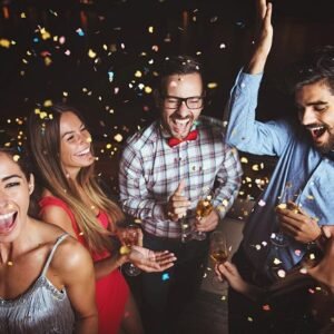 Happy friends at a New Year