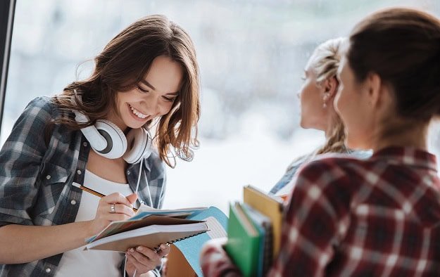 Laughing students at school.